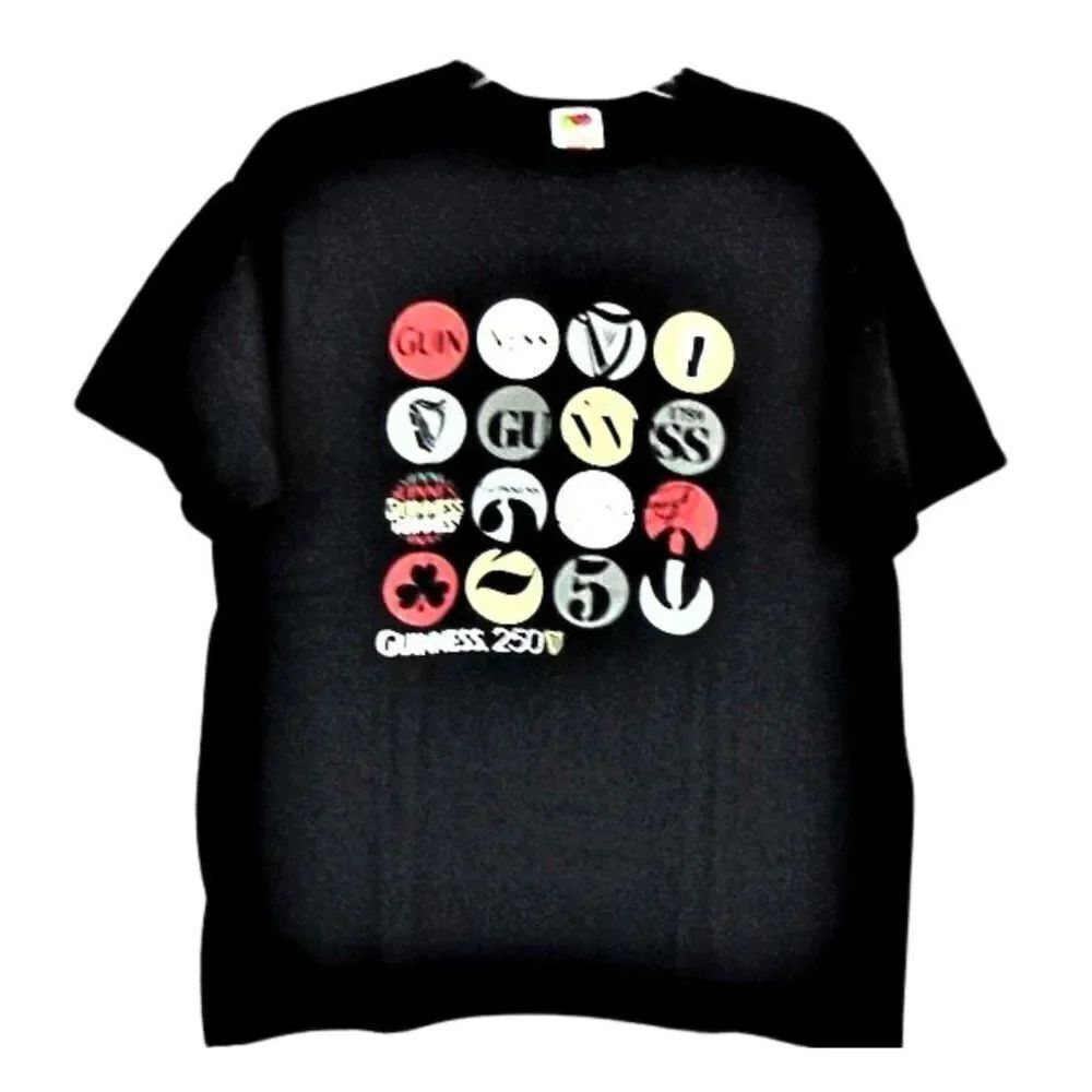 T-Shirt Short Sleeve Crew Neck Graphic Print Beer Theme Black Unisex Size Large